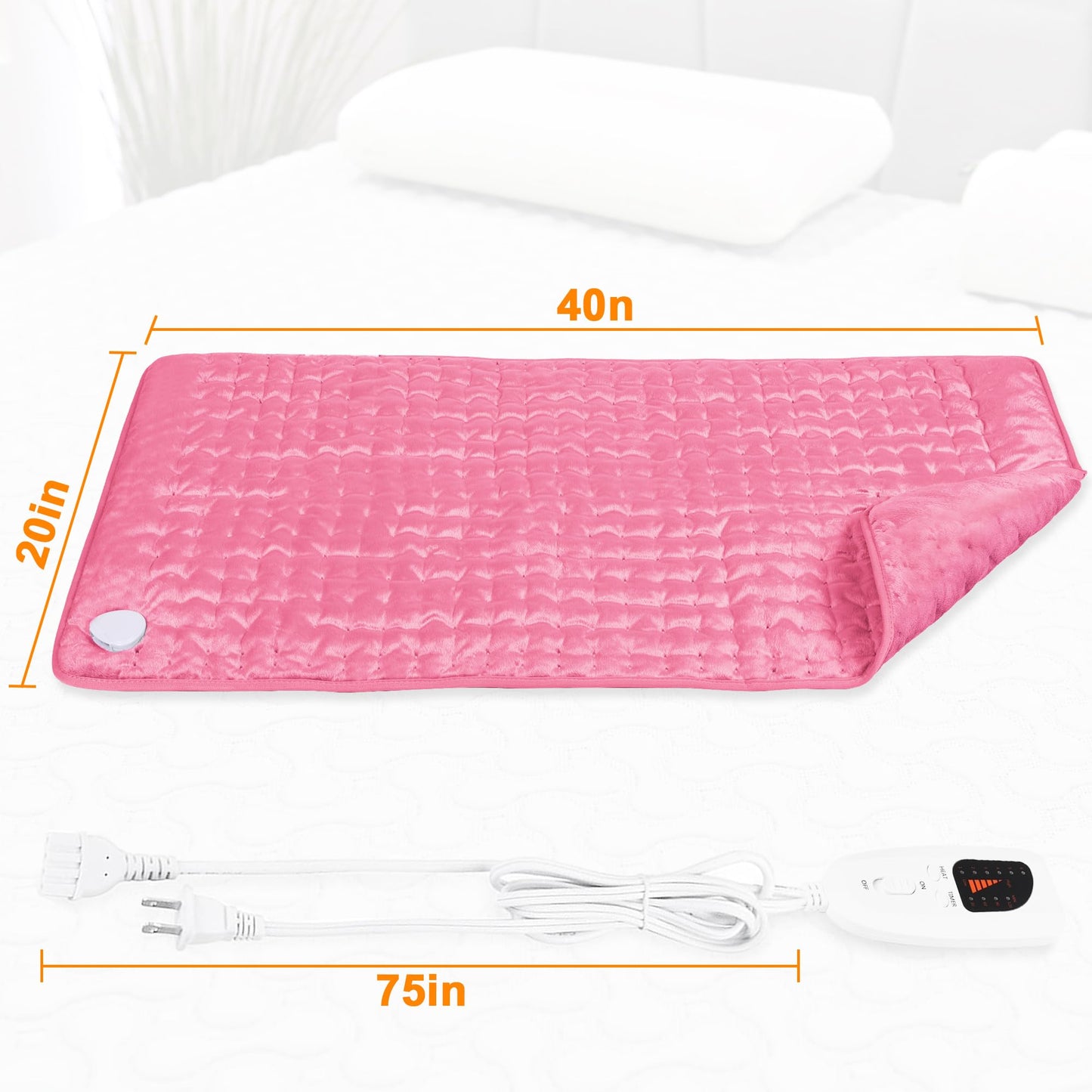 Deepsoon Heating Pad,Electric Heating Pads for Back,Neck,Abdomen,Moist Heating Pad for Shoulder,Knee,Arms,Legs,Dry/Moist Heat & Auto Shut Off,Christmas Gifts for Men and Women,BabyPink,40x20 Inch