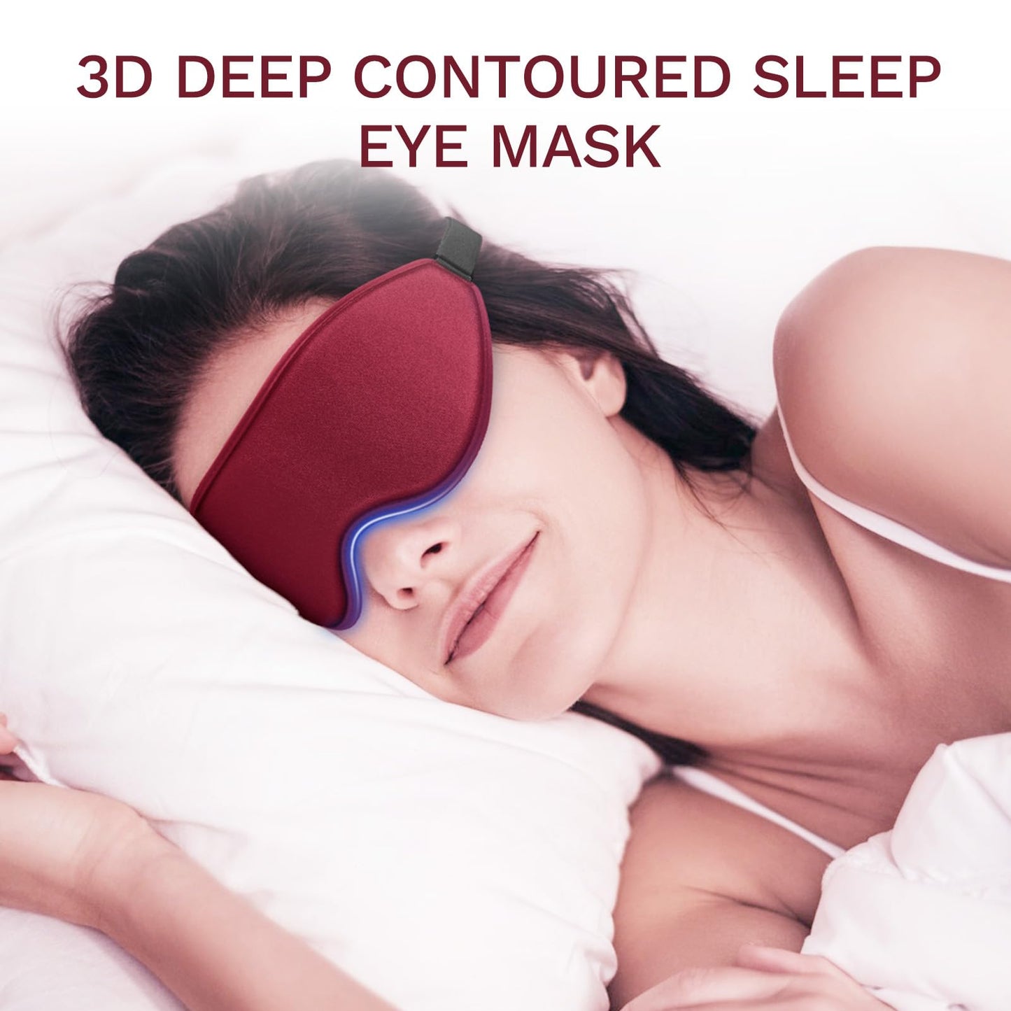 FlyCoco 99% Fully Block Out Light Eye Sleep Mask, 3D Deep Contoured Eyes Cover Zero Pressure, Long Lash Extension Eyes Mask with Adjustable Straps for Sleeping Travel Home Nap Rest Women Men (Red)