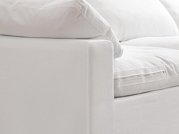Intuition Decor Modular Sectional Sofa Cloud Couch,Down Filled Comfy Cloud Modern Sofa,White Linen Oversized Couch Cushion Covers Removable for Living Room(3 Seater)