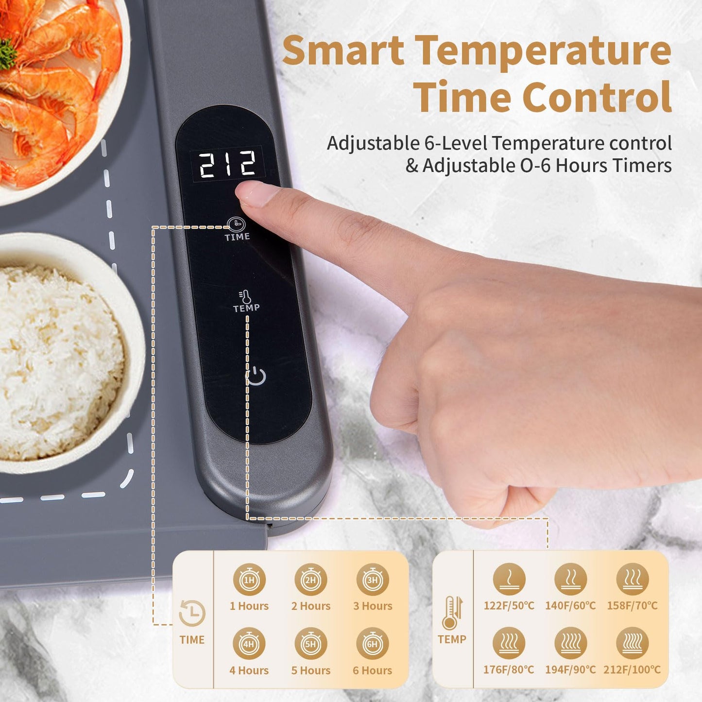 Warming Mat for Food, Food Warmer Mat Extra Large 36"x16" 580W, Portable Food Heating Pad, Warming Trays for Buffets Party, Countertop, Electric Silicone Warming Mat 6 Temp Settings 6H Timer