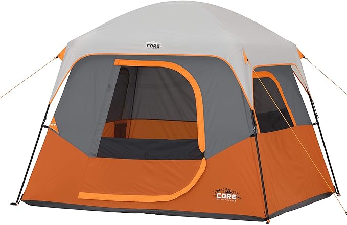 CORE Tent for Family Camping | 4 Person & 6 Person Portable Camp Tent with Carry Bag for Outdoor Car Camping | Included Ge...