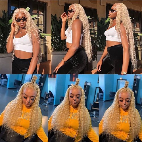 Giginger Brazilian Human Hair Bundles 16 18 20 Inch Blonde 613 Color Deep Wave Bundles Human Hair Unprocessed Virgin Quick Weave Hair for Black Women