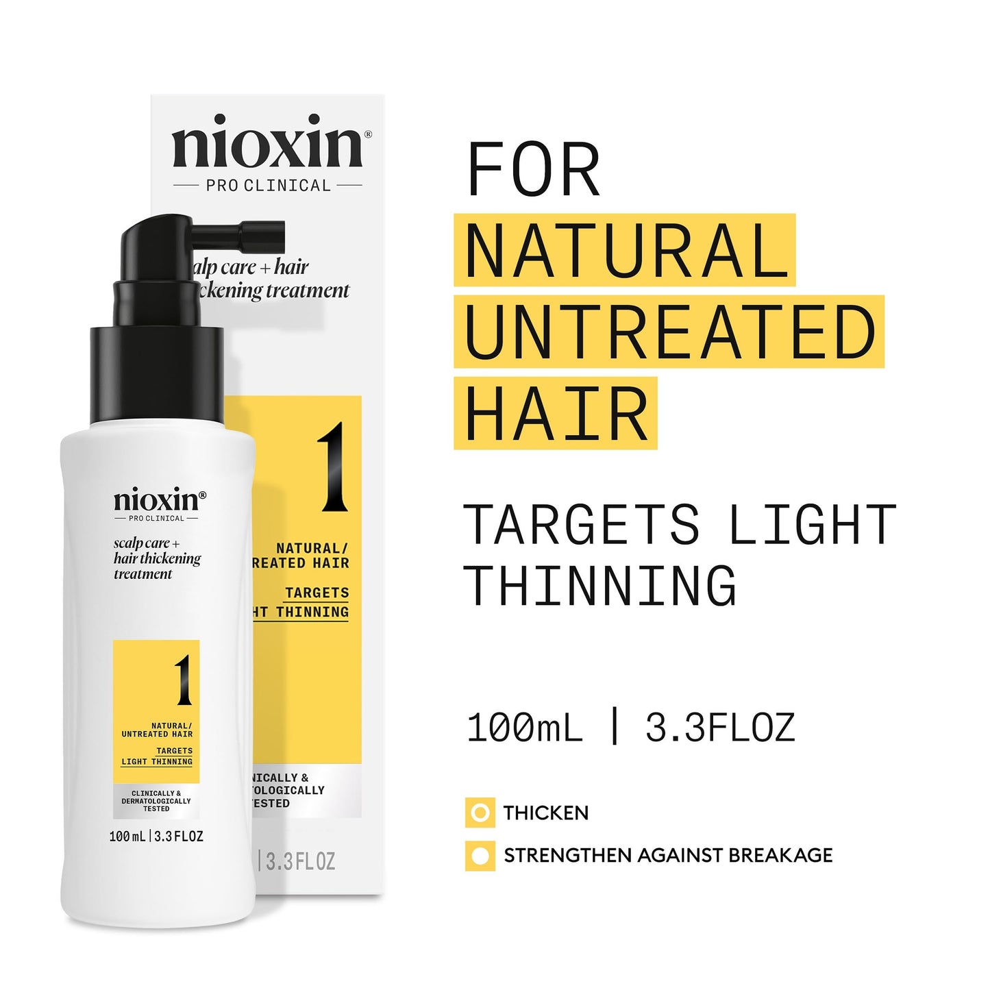 Nioxin System 1 Scalp Care + Hair Thickening Leave-In Treatment | For Natural Hair with Light Thinning | Strengthen Against Dama