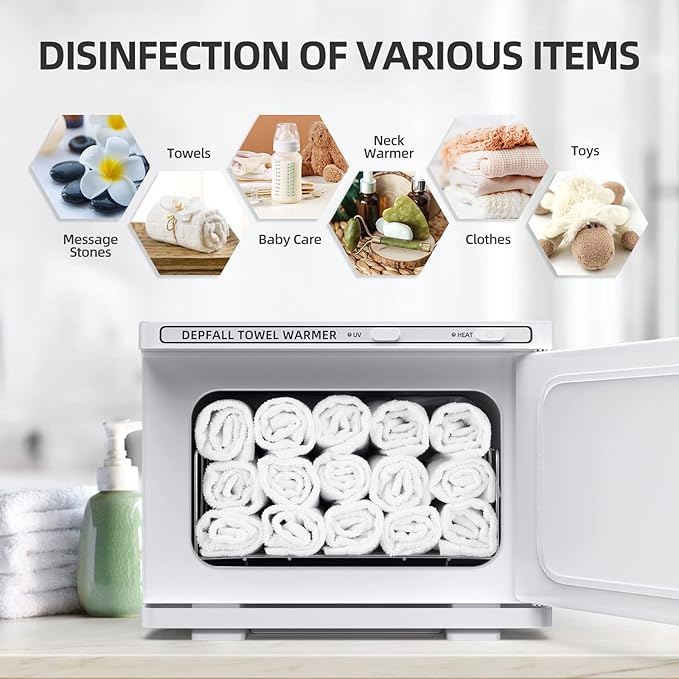 Small Hot Towel Warmer, 8L Hot Towel Cabinet 2-in-1 Personal Towel Warmers Spa for Facials, Bathroom, Barber, Salon, Esthetician, Beauty, Upgrade Fast Heating Aluminum Interior, White