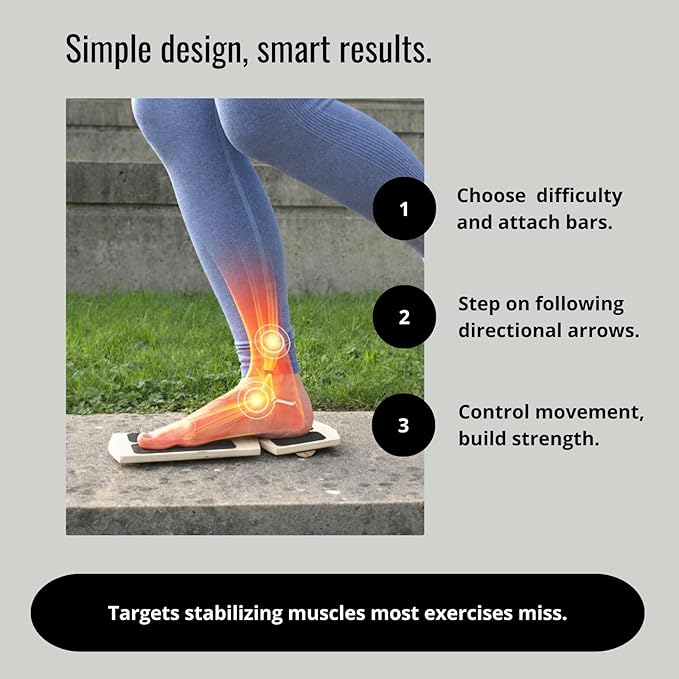 Slant Board Balance Board for Ankle & Calf Stretching – Single-Leg Axis Board for Physical Therapy, Rehab & Stability Training – Non-Slip Wooden Wobble Board