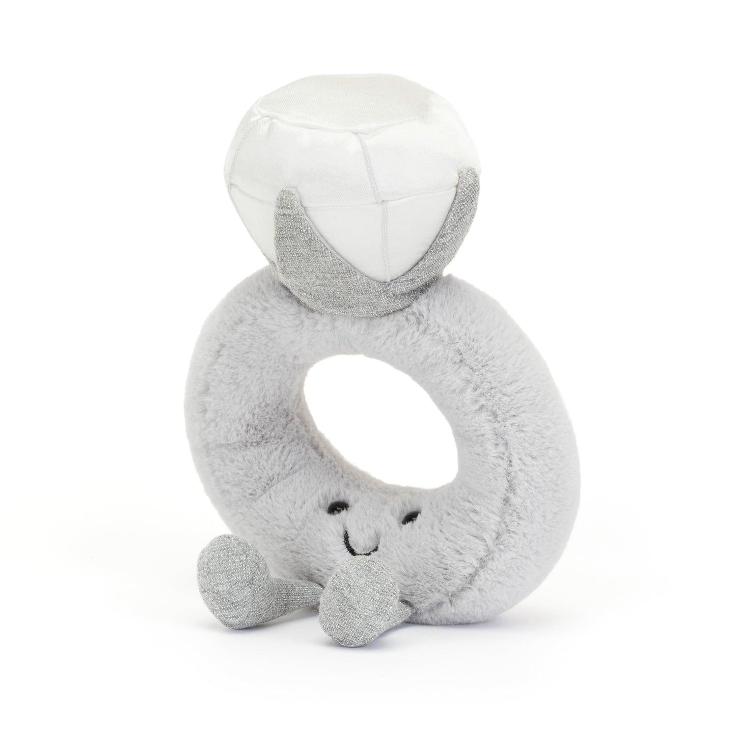 Jellycat Amuseables Diamond Ring Stuffed Toy, 8 inches - Wedding Ring Plush - Engagement and Wedding Gift