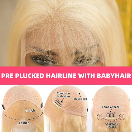 Savasana Blonde Lace Front Wig 13x4 Straight 613 Lace Front Wig Human Hair Glueless Pre Plucked with Baby Hair for Black Women 24 Inch