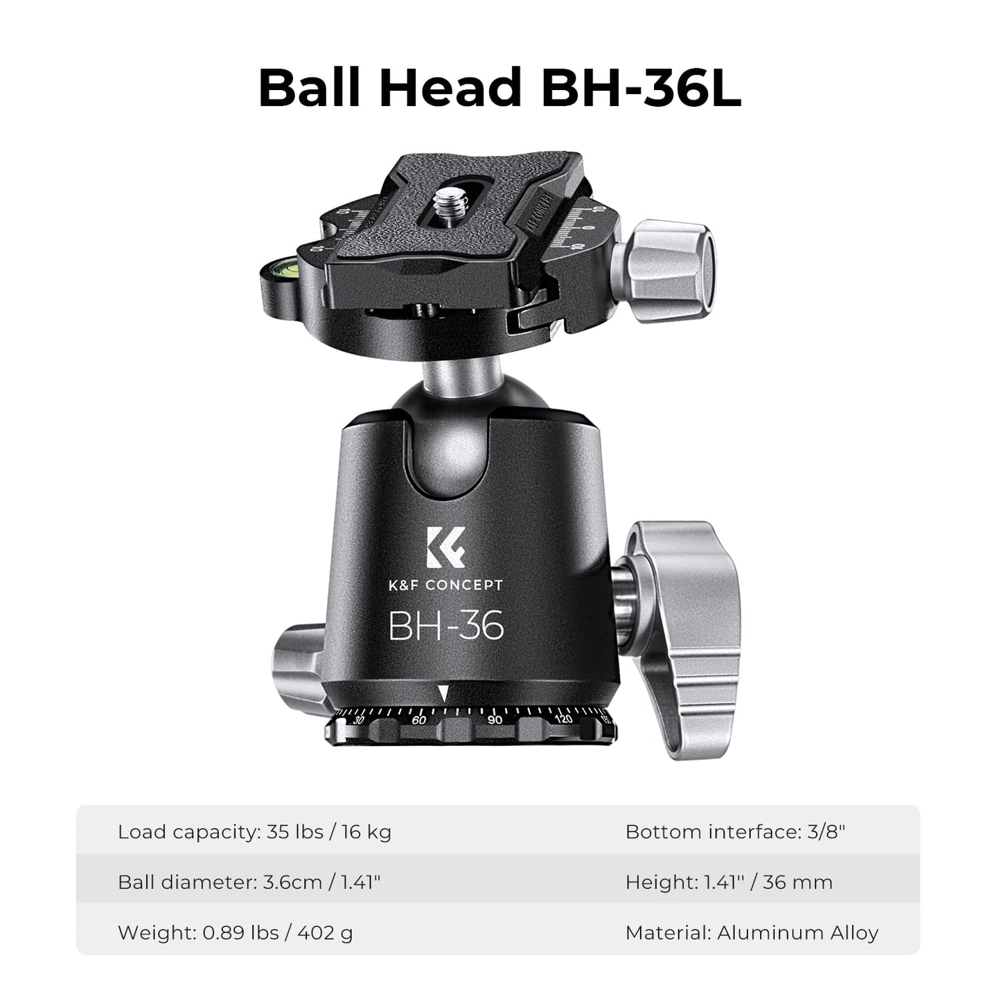 K&F CONCEPT X-Series 68" Carbon Fiber Camera Tripod,Professional Photography Tripod with 36mm Metal Ball Head Load Capacity 35.2lbs for Indoor Outdoor Use X284C4+BH-36