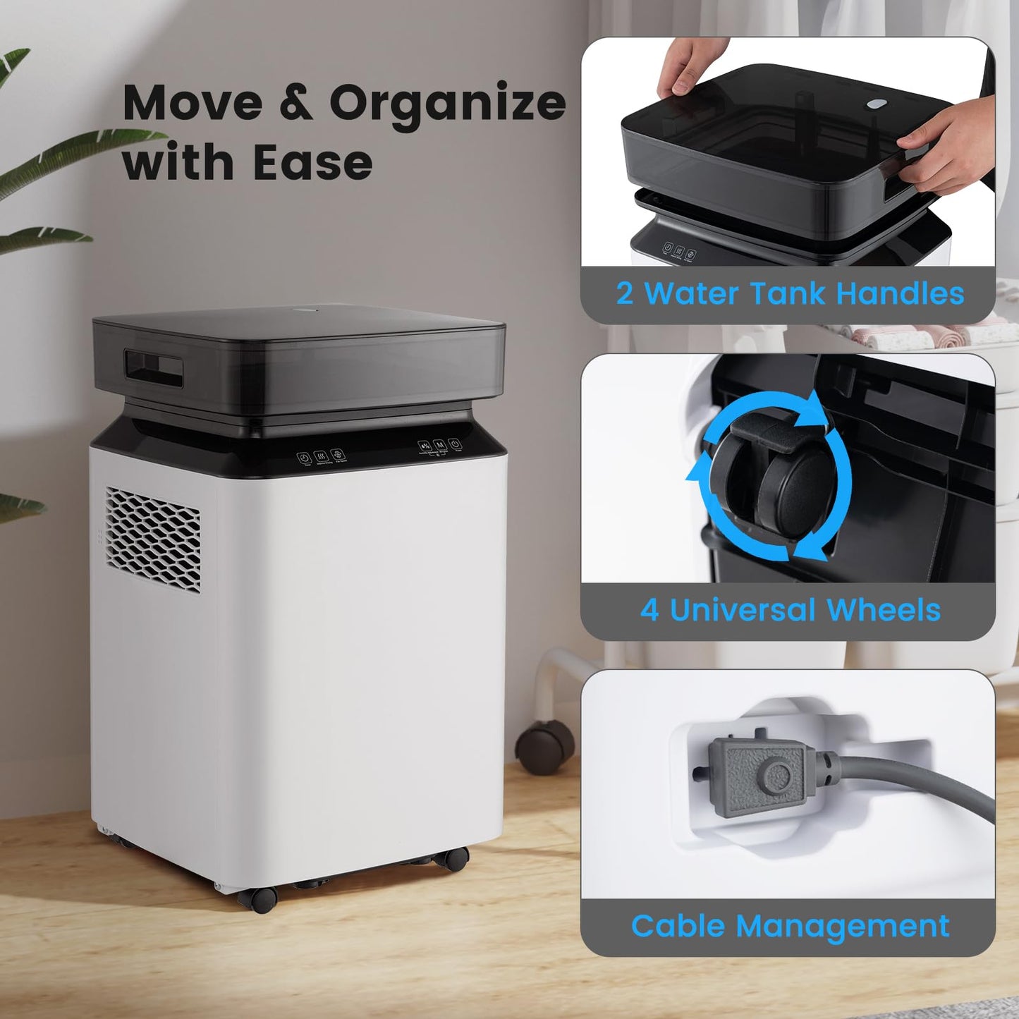 CLEEMAN 4,500 Sq.Ft Dehumidifier for Basement and Home, 70 Pint Dehumidifier with Drain Hose, Pump, 2.2 Gal Water Tank & Child Lock, 24H Timer & Energy Efficient, Ideal for Large Room (4500 Sq.Ft)