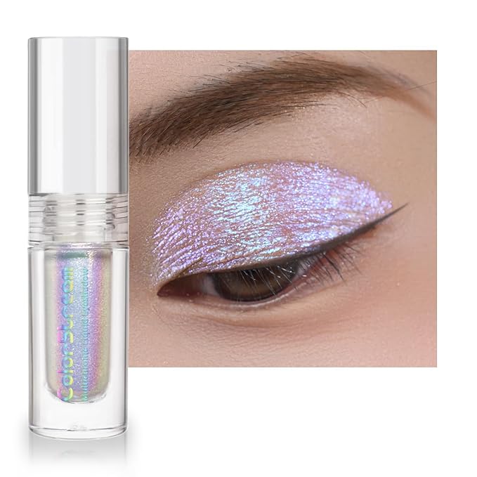 CHARMACY Multichrome Glitter Liquid Eyeshadow, Chameleon Shifting Color, Holographic Metallic Eyeshadow, Long-Lasting Wea...
