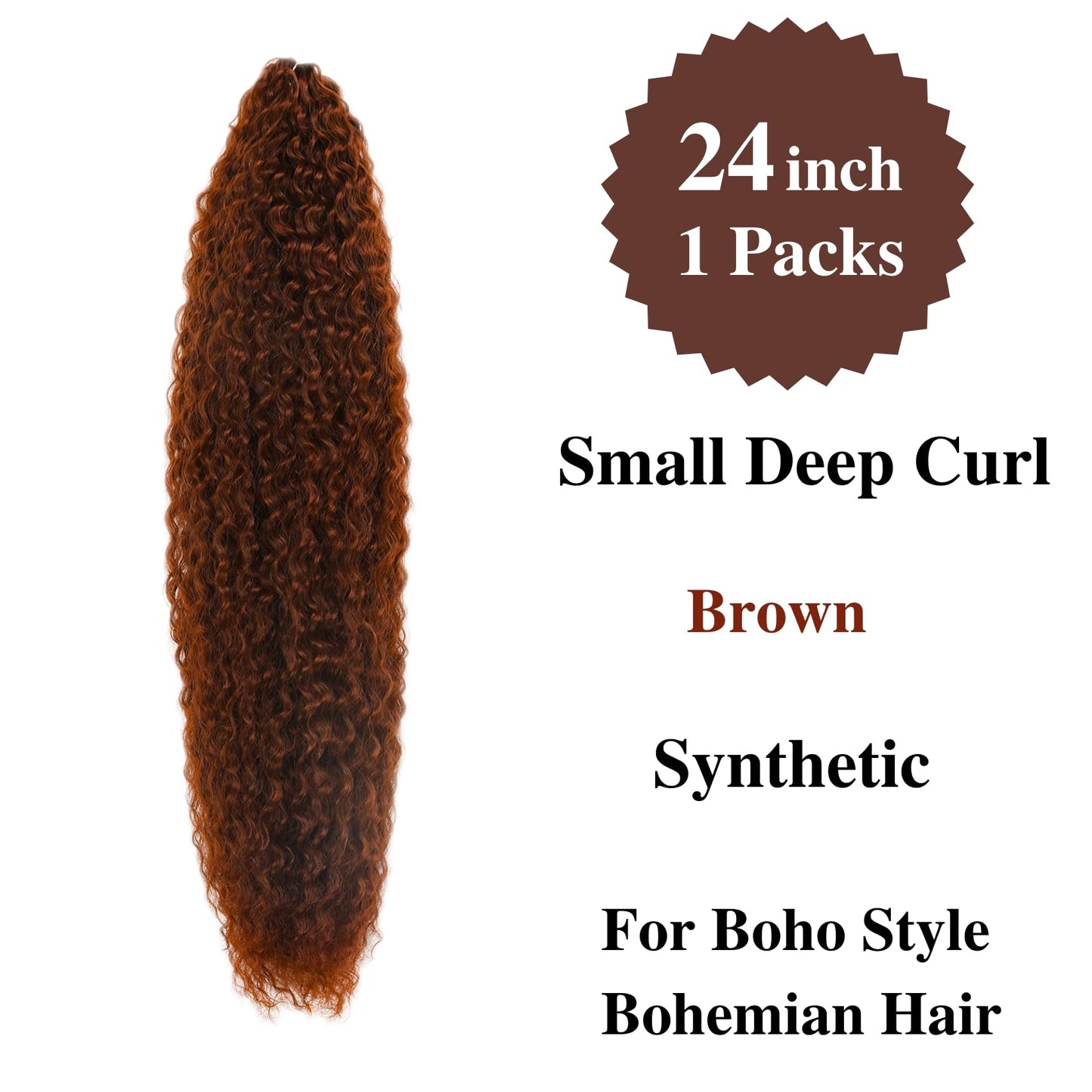 Brown Braiding Hair Pre stretched Boho Hair for Mermaid Braiding Hair Extensions Micro Curl Boho Braids Curly Crochet Bohemian B
