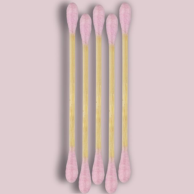 RS ESSENTIAL'S BY LV: Aesthetic Cotton Swabs Sticks Ear Swabs Bamboo swabs 200 Count Cotton Buds In 5 Colorful Colors (Pink)