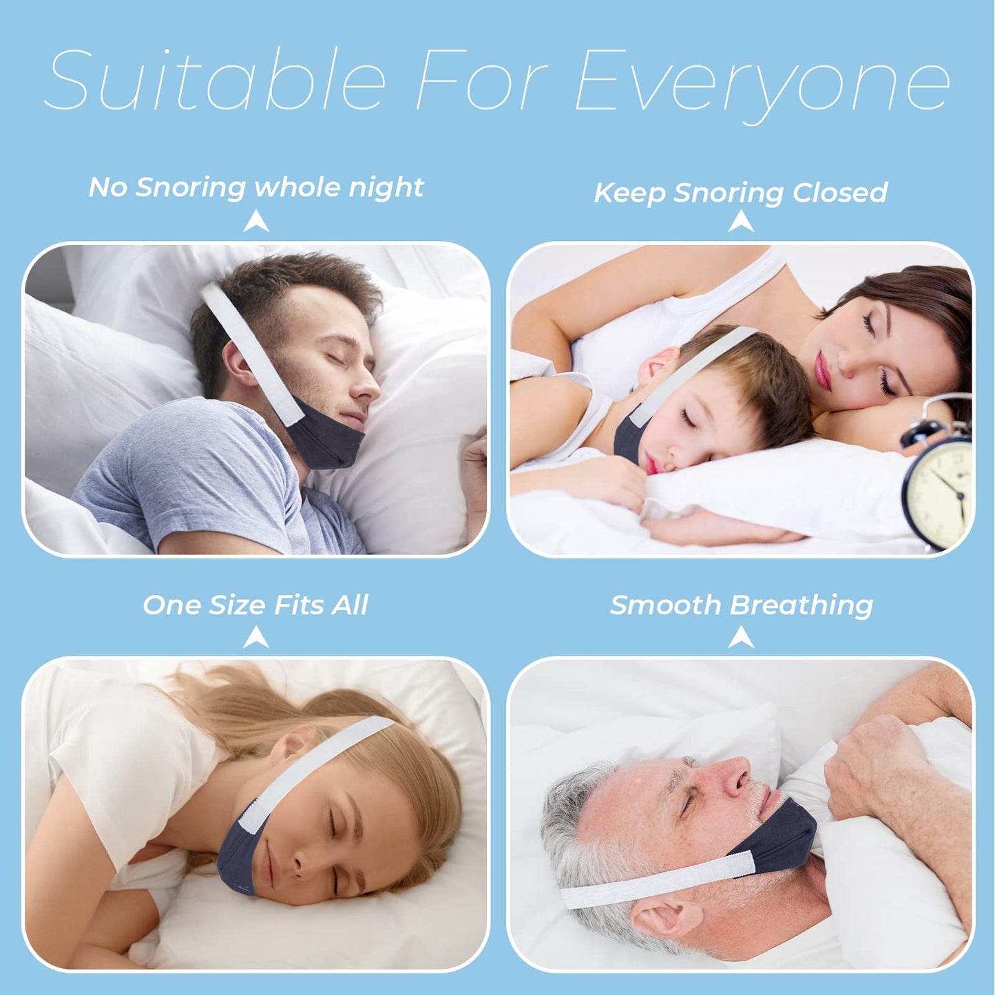 Chin Strap Replace for ResMed, Adjustable Ventilation Chin Strap to Keep Mouth Closed and Reduce Air Loss, Anti Snoring Chin Straps for Men Women (2 Pack)