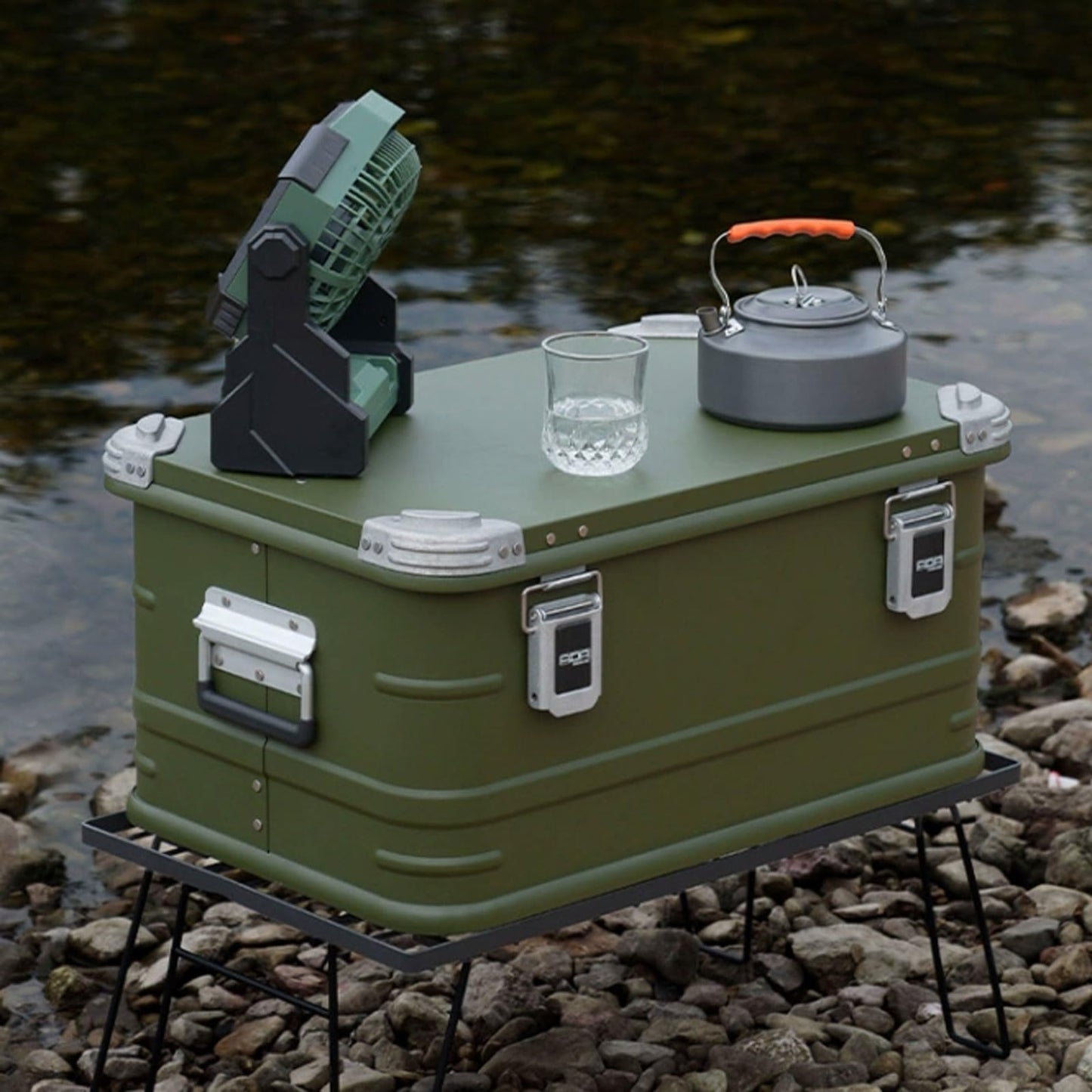 YUHUAWF Storage Trunk Aluminum Alloy Storage Box, Outdoor Portable Trunk Camping Bin, Metal Waterproof Cargo Case, Large Capacity, 30L/50L Camping Storage Box(30L)