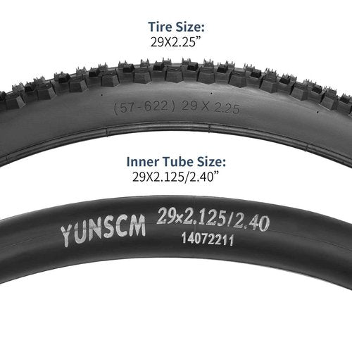 YUNSCM 29" Lightweight Mountain Bike Tires 29X2.25 (ETRTO 57-622) and 29" Bike Tubes-120TPI Nylon, Puncture-Resistant, Compatible with 29x2.20/2.25/2.30 Bike Bicycle Tires and Tubes-2 PCS (Y-583)