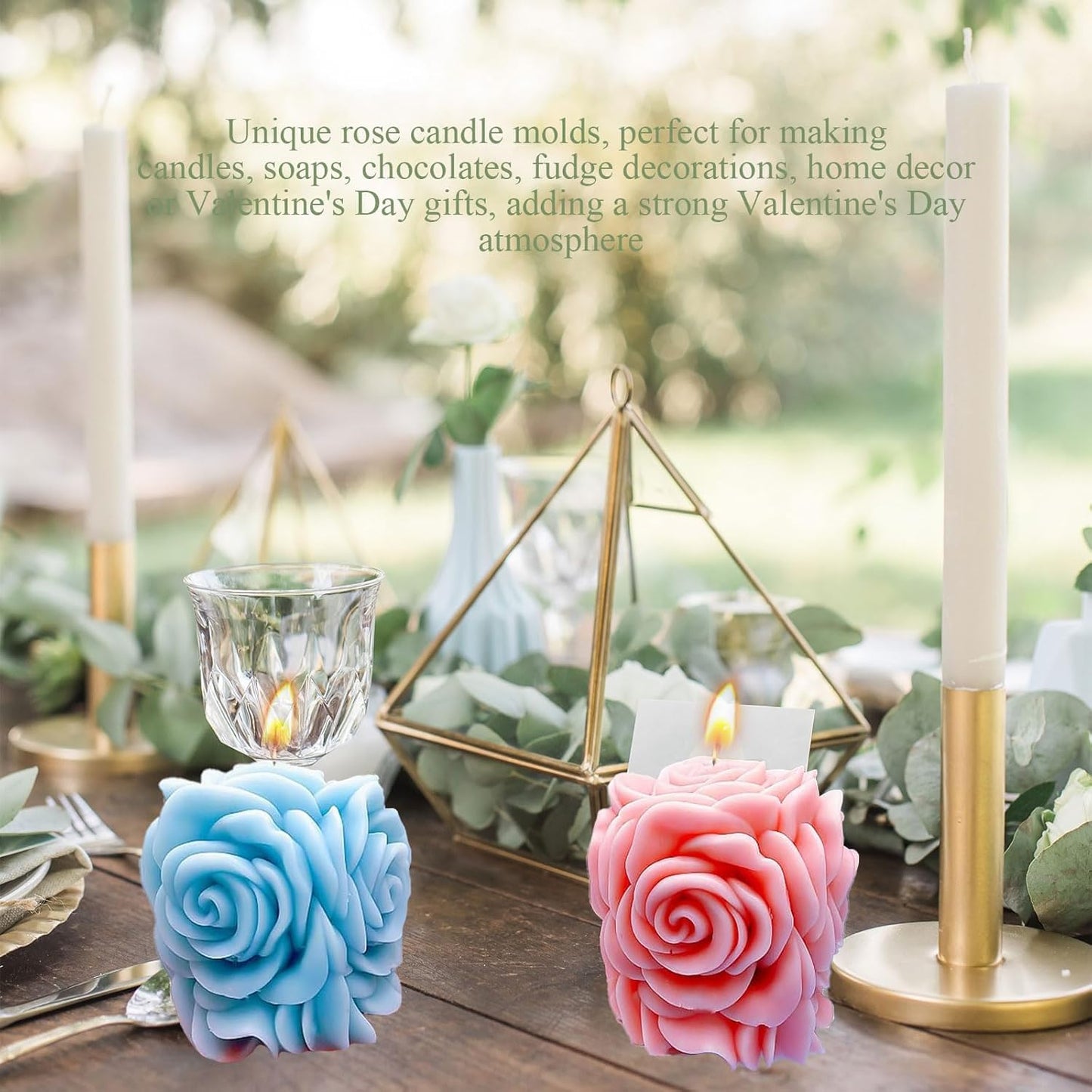 Rose Candle Silicone Molds Valentine's Day Handmade 3D Candle Molds for Candle Making, Silicone Epoxy Resin Mold, Ornament Mould for DIY Candle Soaps Home Decor