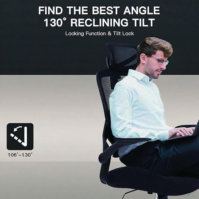FAMSINGO Big and Tall Office Chair Mesh Black Chair