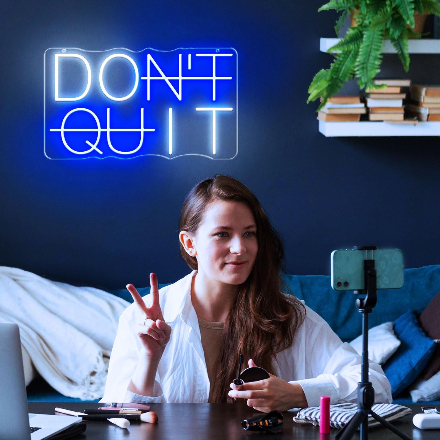 DON'T QUIT Neon Signs for Wall Decor, Dimmable LED Neon Light Sign, Words Led Lights for Bedroom Man Cave Office Gym Party Gamer Room Decorations, Powered by USB Wall Decor Aesthetic