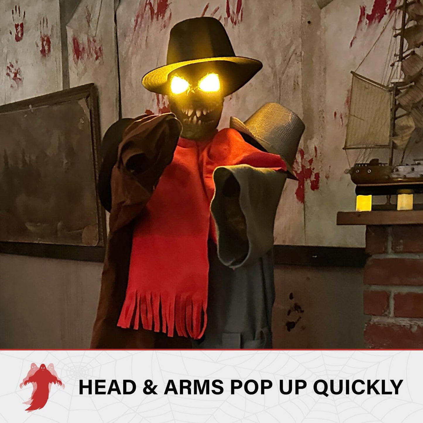 Haunted Hill Farm Life-Size Animatronic Coatrack Monster by Tekky Halloween Decoration with Motion-Activated Sounds