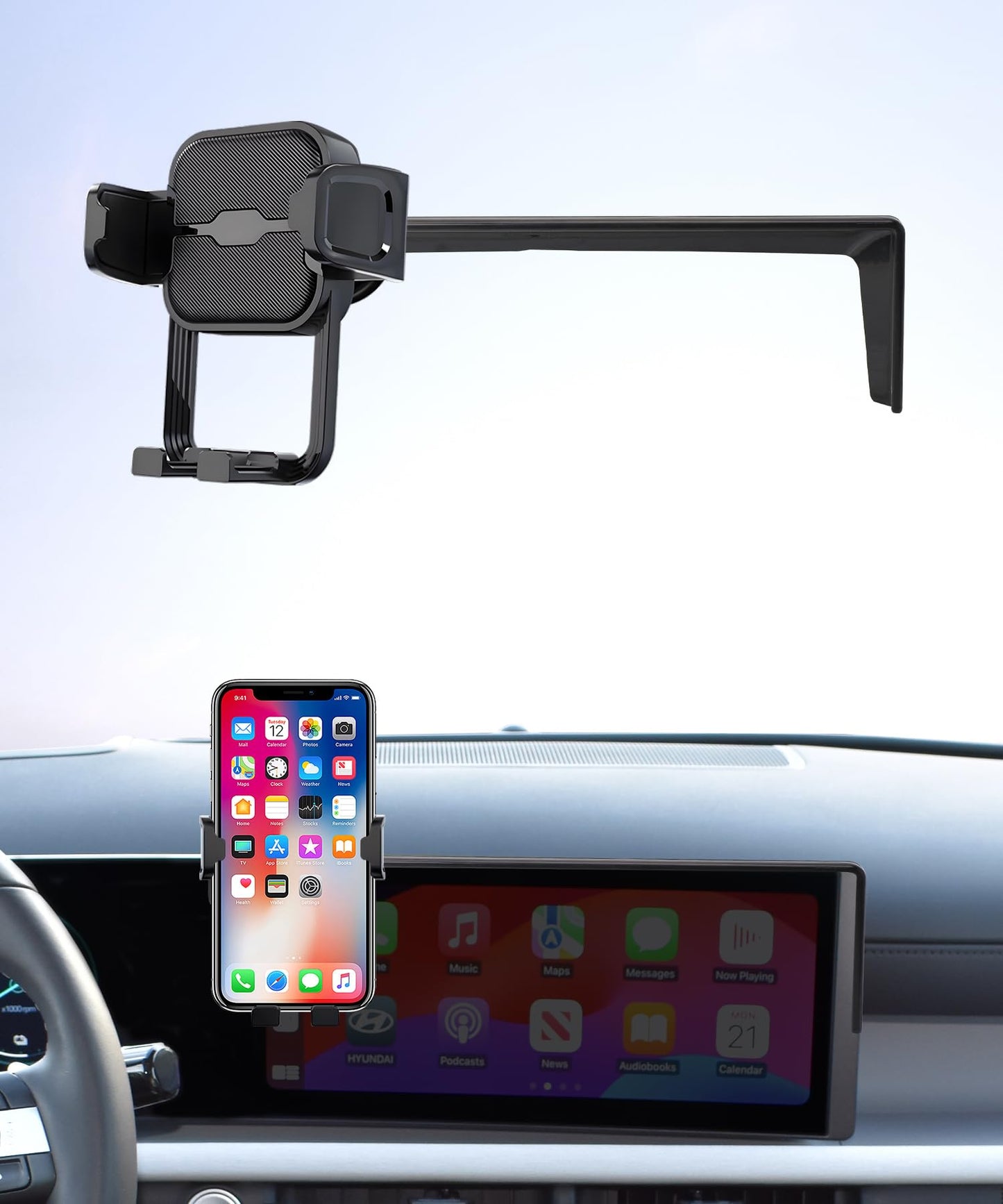 Masergogo Car Phone Holder For 2025 Hyundai Tucson/Tucson Hybrid, 360 Rotation, 12.3 Inch Screen Fixed Clip, Auto Accessories Na