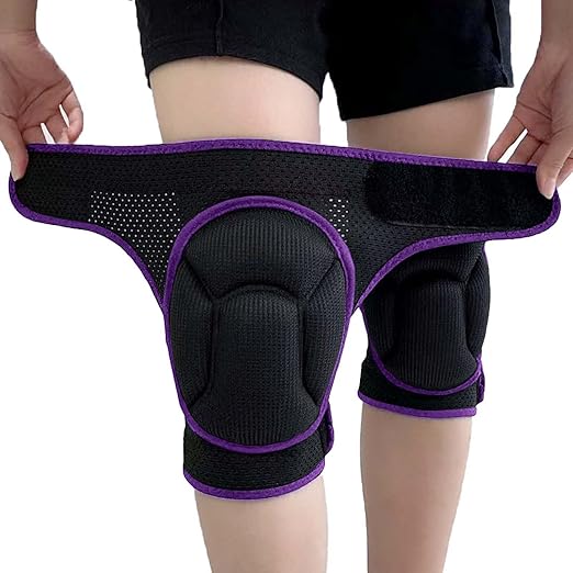 Gardening Knee Pads for Women, Mens Kneeling Pad for Cleaning Floor Washing Work, Comfortable Knee Protector for Cleaner Gardener, Adjustable Soft Knee Pad for Kneeling on Hard Floor for Christmas, Purple L (1 pair)