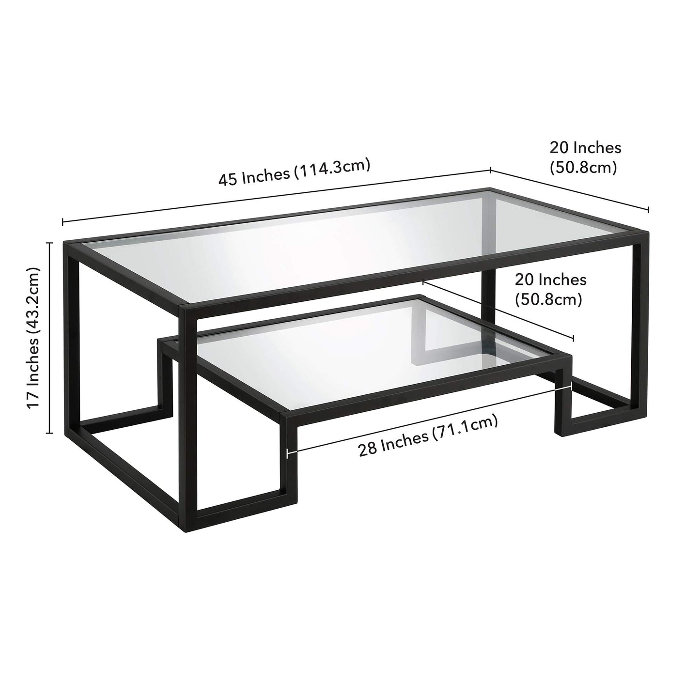 Henn&Hart 45" Wide Rectangular Coffee Table in Blackened Bronze, Modern coffee tables for living room, studio apartment essentials