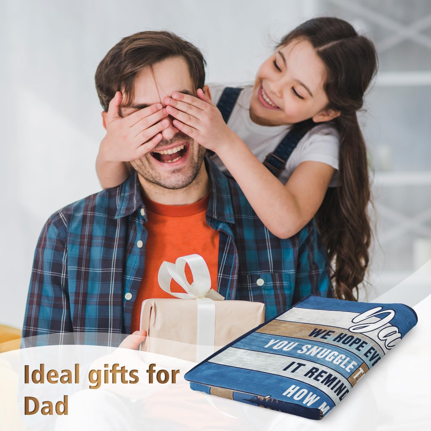 Afterprints Dad Blanket, Gifts for Dad on Fathers Day, Birthday, Father Gifts from Daughter Son, We Love You Soft Throw Blankets 50" x 60"