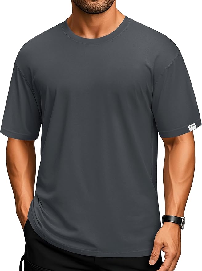 Cotrasen Mens T-Shirts Short Sleeve Cotton Lightweight UPF 50+ Moisture Wicking Cooling Casual Loose Tee Shirts