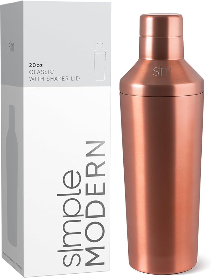 Simple Modern Cocktail Shaker Set with Jigger Lid | Stainless Steel Boston Shaker Insulated Martini Mixer for Mocktails | ...