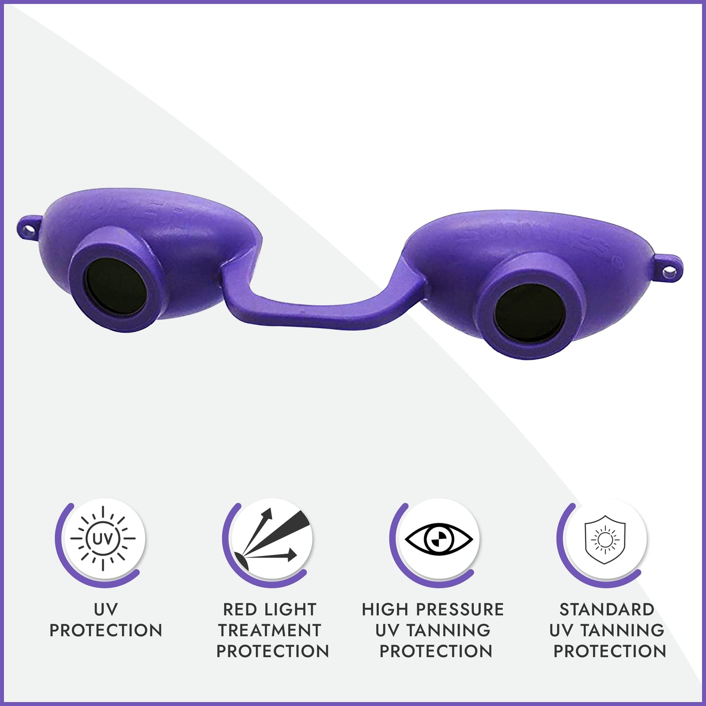 Super Sunnies EVO Flex UV Eye Protection, FDA Compliant, Tanning Bed Goggles, Red Light Theraphy Eyeshields with Case - Purple