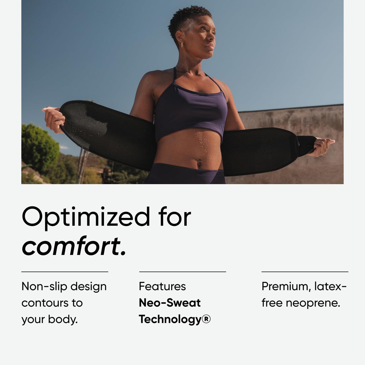 Sports Research Sweet Sweat Waist Trimmer (Core Series) - Premium Sweat Enhancing Fitness Band for Women & Men - Adjustable Fit · Latex-Free Neoprene - Matte Black, Large