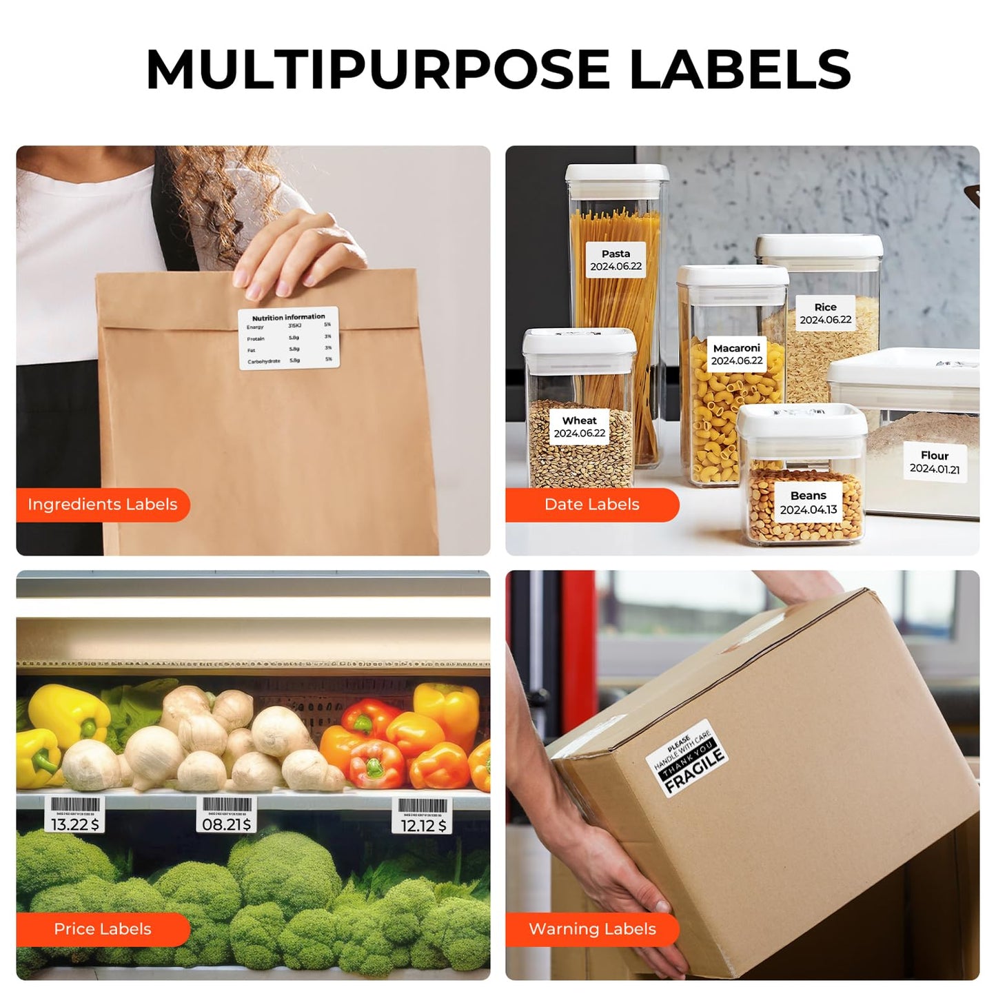 MUNBYN 3x2 Inch White Thermal Labels, Thermal Sticker Labels for Price, Barcode, Mailing, Name, 500 Sheets/1 Roll