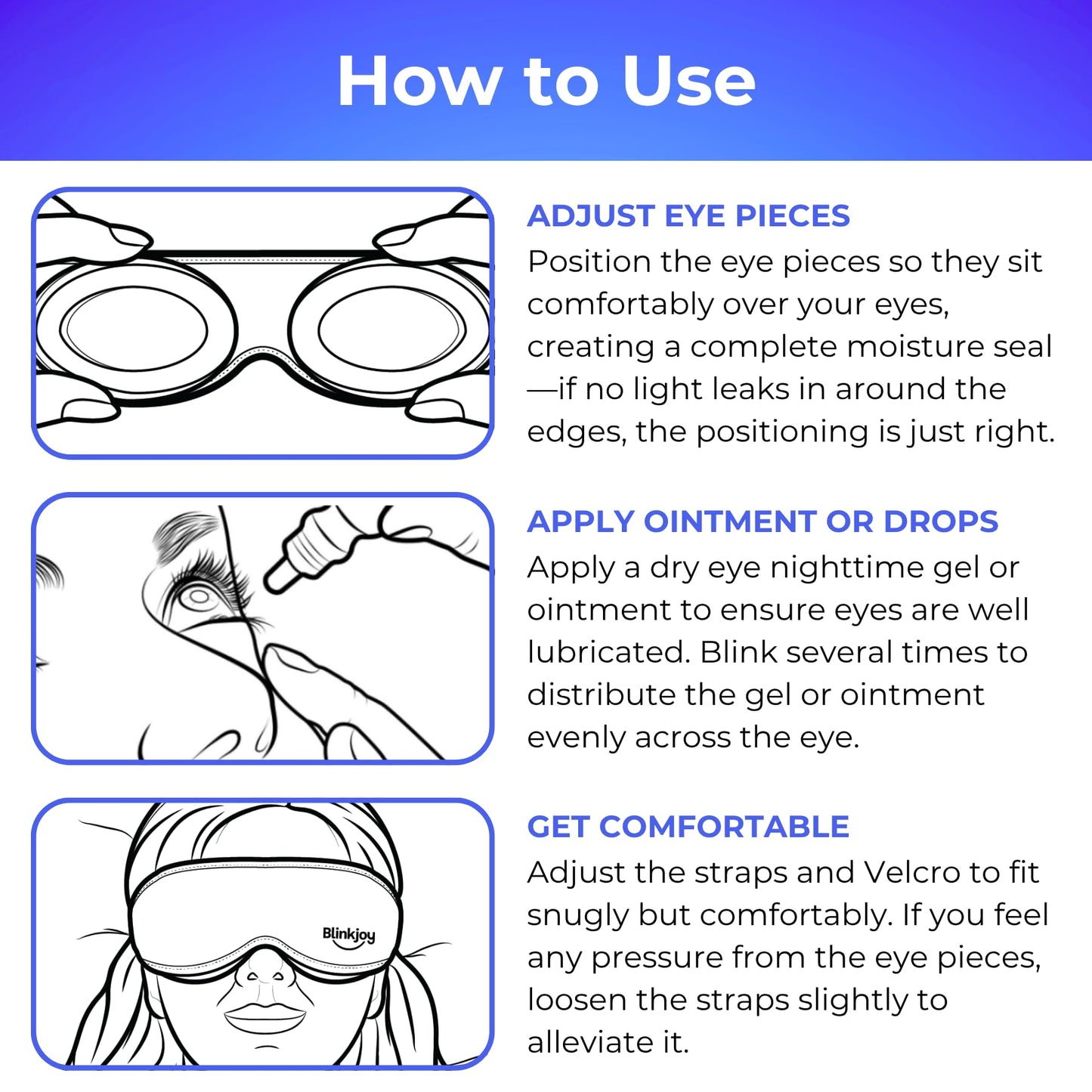 Blinkjoy Hydrating Sleep Mask for Dry Eye Relief – Moisture-Sealing Blackout Eye Mask Protects from Dust & Drafts, Preserves Eye Drops & Ointment, Lightweight (2nd Gen)