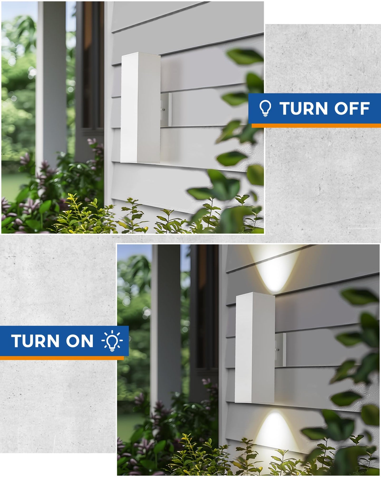TENGXIN Outdoor Wall Lights, 15” Modern Outdoor Wall Sconces for House,White Waterproof Exterior Porch Light,Up and Down Lighting for Outside,Garage
