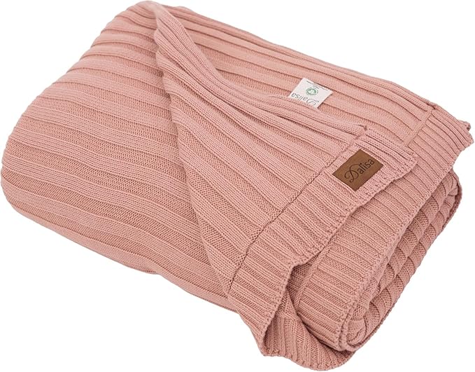 Dalisa 100% Organic Cotton Knit Blanket Denise, Soft and Lightweight, Breathable All-Season Throw for Sofa, or Lounge Area...