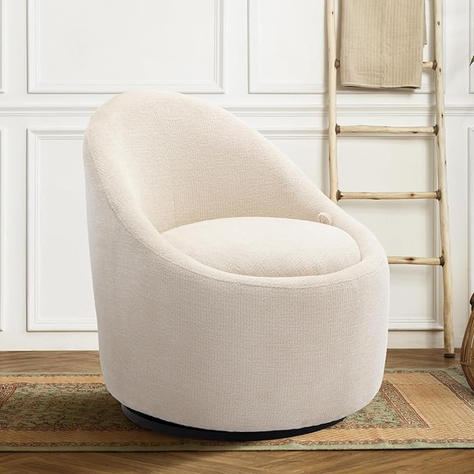 COLAMY Swivel Accent Chair, 360° Swivel Chair with Hidden Storage, Modern Small Barrel Swivel Armchair for Living Room/Bed...