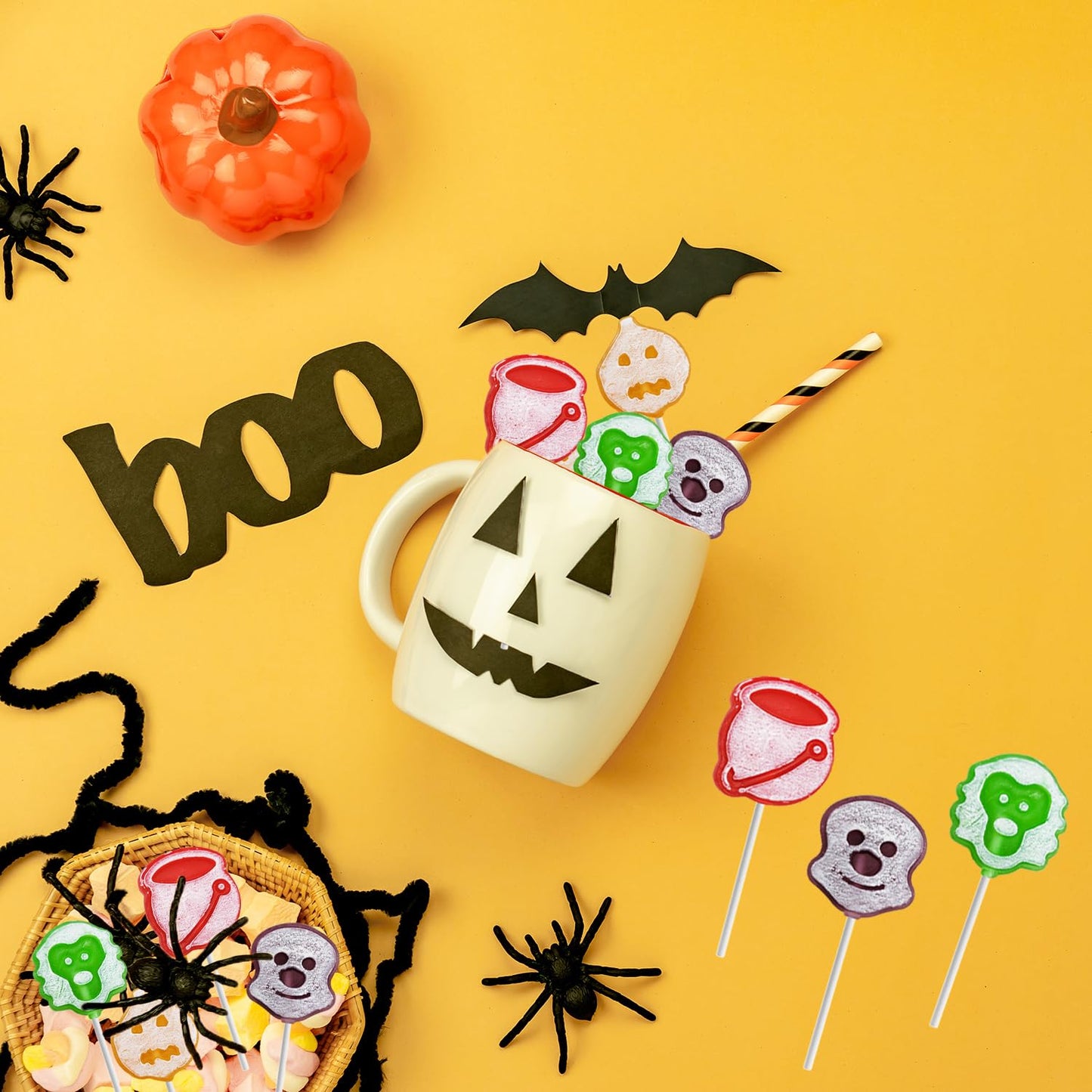 Fruidles Halloween Ghost Tattoo Lollipop Suckers Candy, Great for Goody Party Bag Fillers, Individually Wrapped (Half-Pound)