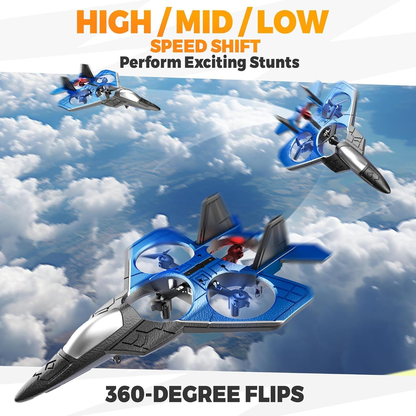 SMILESSKIDDO RC Fighter Airplane丨F-22 Raptor Mini Drone Remote Control Jet Plane Stunt Drone for Adults & Kids Toy with Light Gift for Kids Beginner