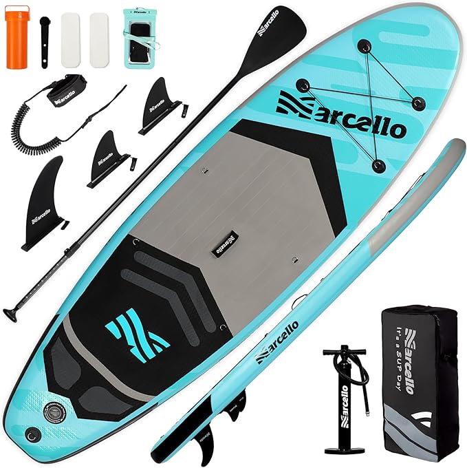 Paddle Board, Inflatable Stand Up Paddle Board，10.6'×33"×6" Ultra-Light SUP Board with Hand Pump, Leash, Repair Kit, Water...