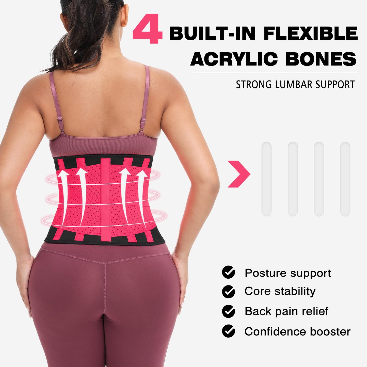 VENUZOR Waist Trainer Belt for Women - Waist Cincher Trimmer - Slimming Body Shaper Belt - Sport Girdle Belt (UP Graded)(Hot Pink,Small)