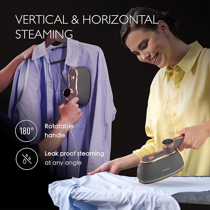 Professional Garment Steamer for Clothes 2 in 1, High Steam Volume 20g/min for Powerful Wrinkle Removal, Leak Proof, 120v, 1000w