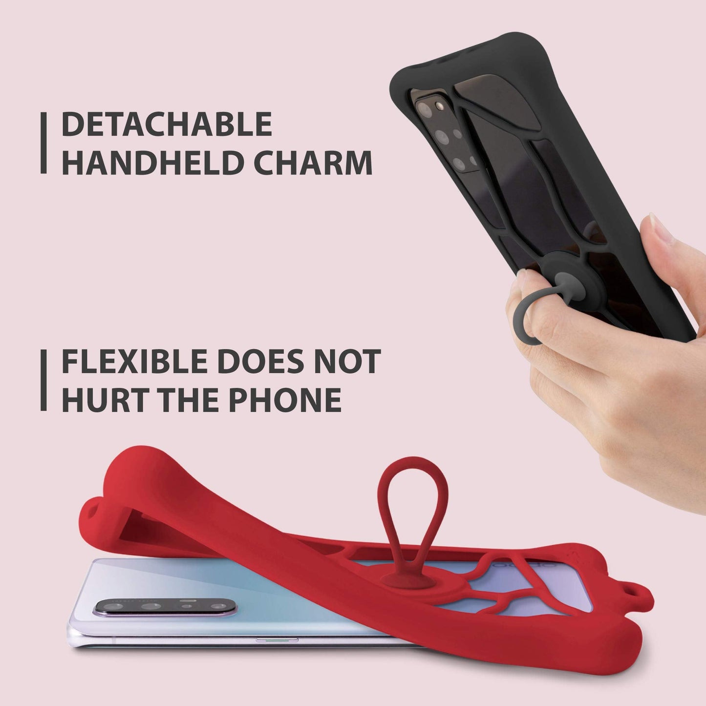 Bone Lanyard Phone Bubble Tie 2, Cell Phone Case With Shock-Absorbing Design, Adjustable Silicone Strap With Ring Grip, Universa