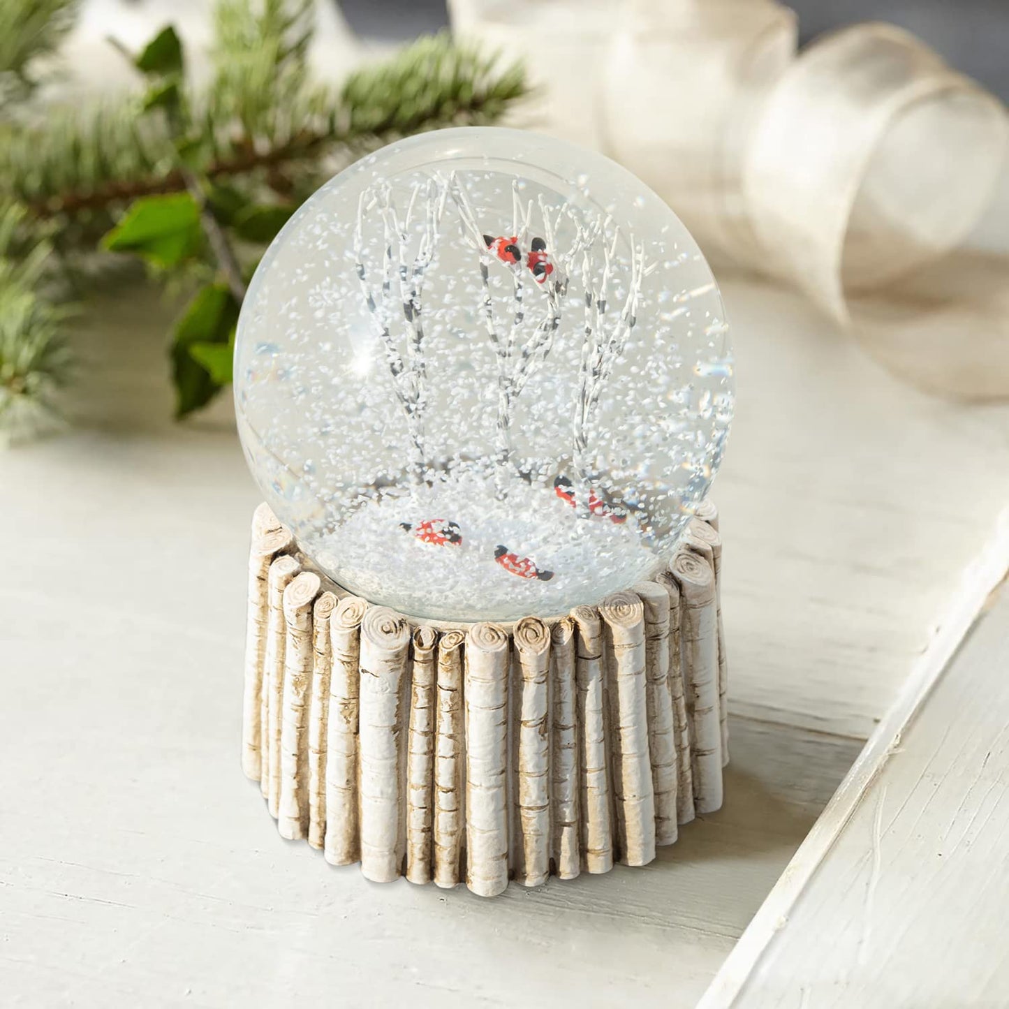 Cardinal Snow Globe, Red Bird Snowglobe Animal Snow Flake Glass Snow Globes for Adults Men Birthday, 100MM Halloween Decorations Snow Globe NO Music