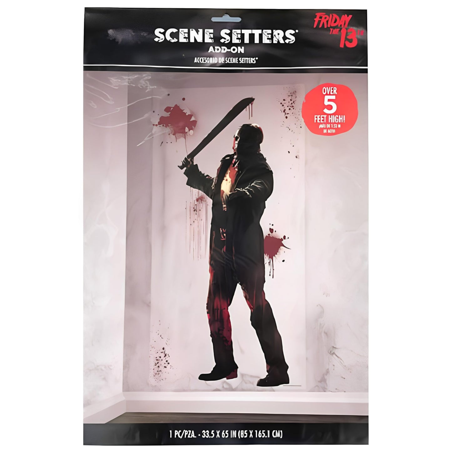Friday The 13th Plastic Scene Setter Add-On - 33.5" x 65" (Pack og 1) - Spooky Wall Decoration Perfect for Halloween Party or Horror Movie Night