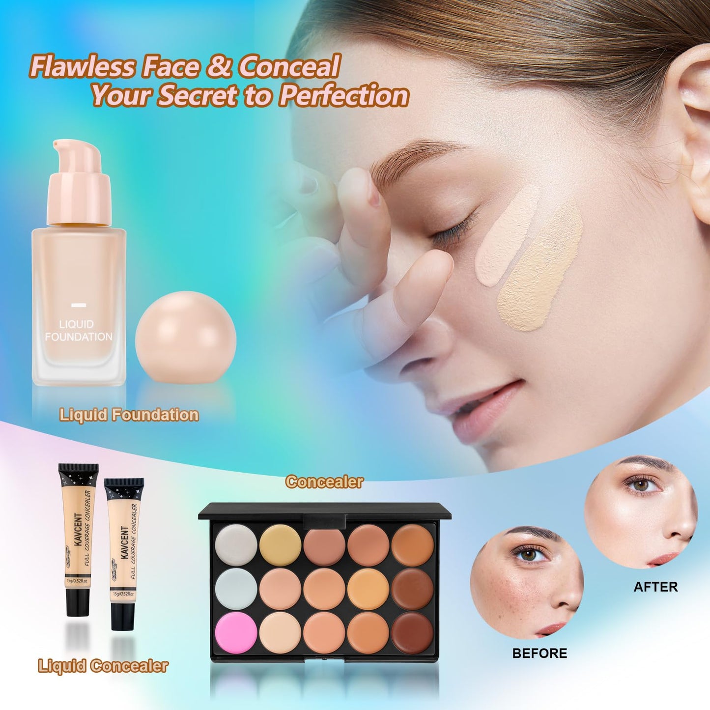 Makeup Kit for Women Full Kit Makeup Set for Teens Teenager Makeup Gift Set for Teen Girls Women Eyeshadow Foundation Makeup Kit for Teens Christmas