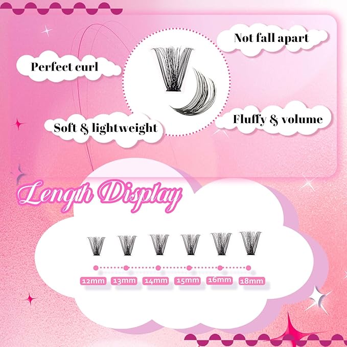 FADLASH Eyelash Extension Kit Lash Clusters D Curl Mix Tray Thin Band DIY Lash Extension Kit with Lash Bond and Seal Lash Tweezers Eyelash Applicator Tool Individual Lashes(60D+80D Kit,07D-10-18mm)