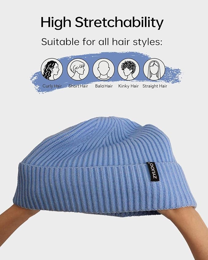Zylioo Oversize Beanie Hats, XXL Big Size Ribbed Knit Cuffed Winter Hat for Cold Weather, Warm Skull Watch Cap