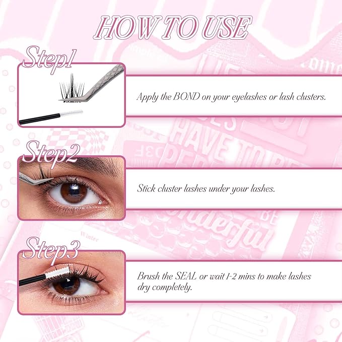 FADLASH Lash Clusters Natural Eyelash Clusters Waterproof False Eyelashes with Invisible Lash Band Comfortable and Lightweight Cluster Lashes DIY Reusable Cluster Eyelash Extensions at Home