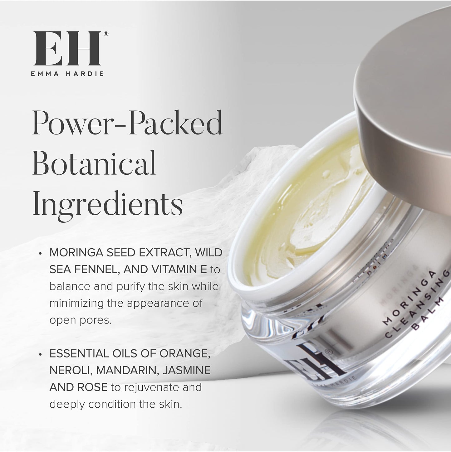 Emma Hardie 100ml Moringa Cleansing Balm with Cleansing Cloth Set, No-Rinse Formula Removes Face & Eye Make Up, Moisturizes & Hy