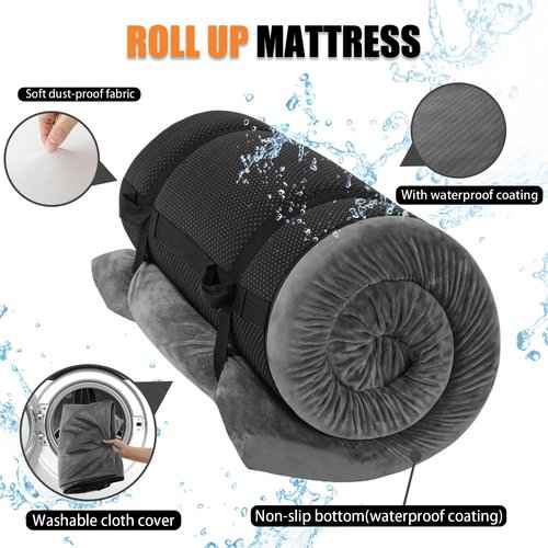Aodisman Sleeping Pad,3-inch Thick Memory Foam Camping Mattress,Portable Roll-Up Mat for Car/Tent/Floor/Cot/Travel,Comfortable Pad for Guests Sleepover